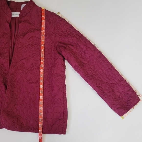 Alfred Dunner Women' Size 10 Burgundy Quilted Open Front Jacket Fall Cozy Granny - Picture 9 of 10